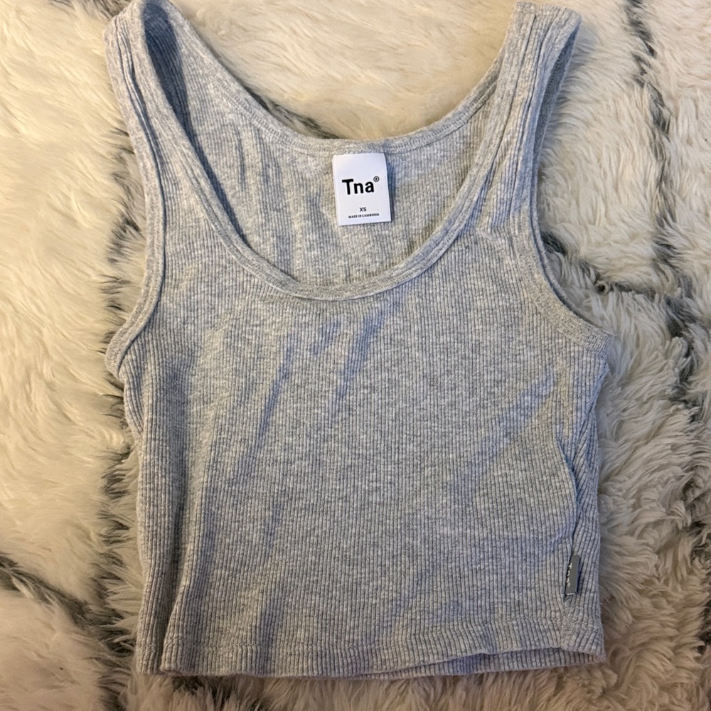 TNA Light Gray Ribbed Tank Top